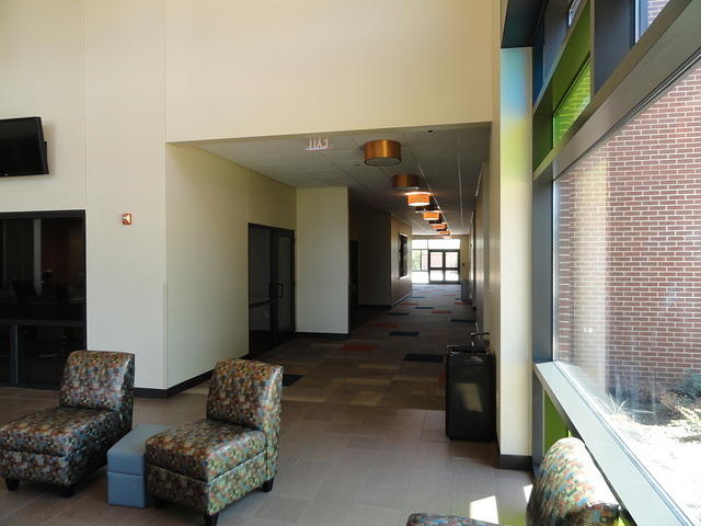 The hallway to the conference rooms.